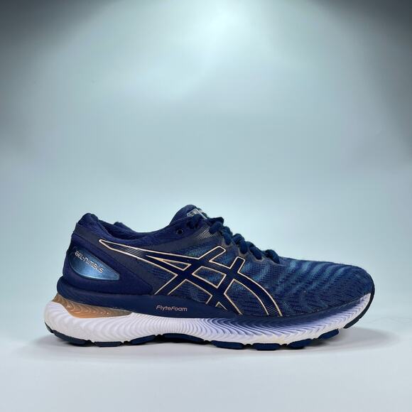 ASICS GEL-Nimbus 22 Dark Blue Running Shoes Lace Up 1012A587 Women’s Size 8 - Picture 1 of 11